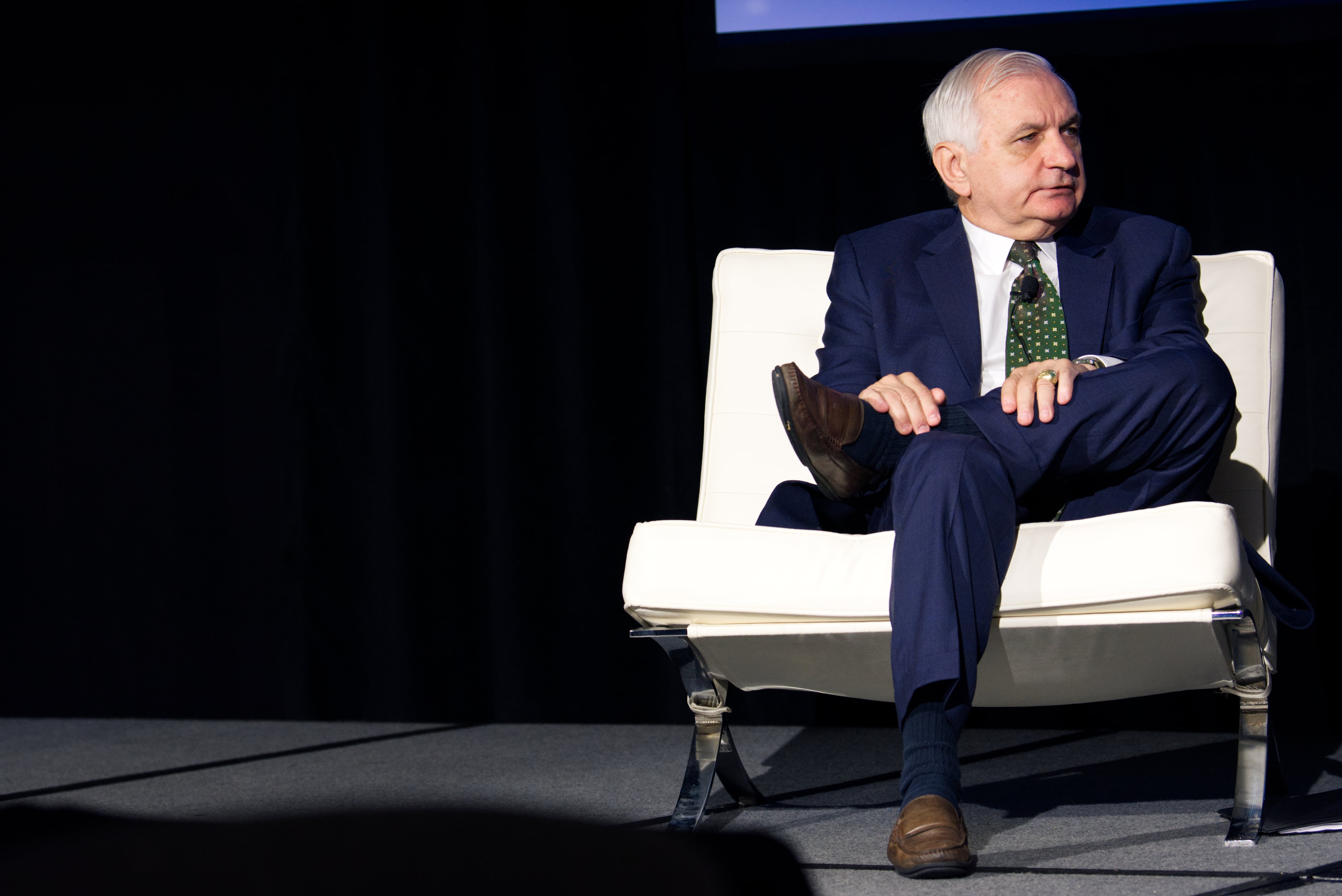 Senate Armed Services Committee Chairman Jack Reed, a Rhode Island Democrat, takes his seat on stage at the Defense News Conference on Sept. 7, 2022.